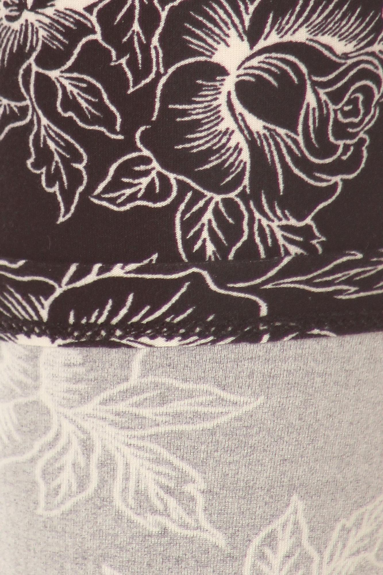 Wholesale Buttery Smooth Black and White Floral Outline Leggings