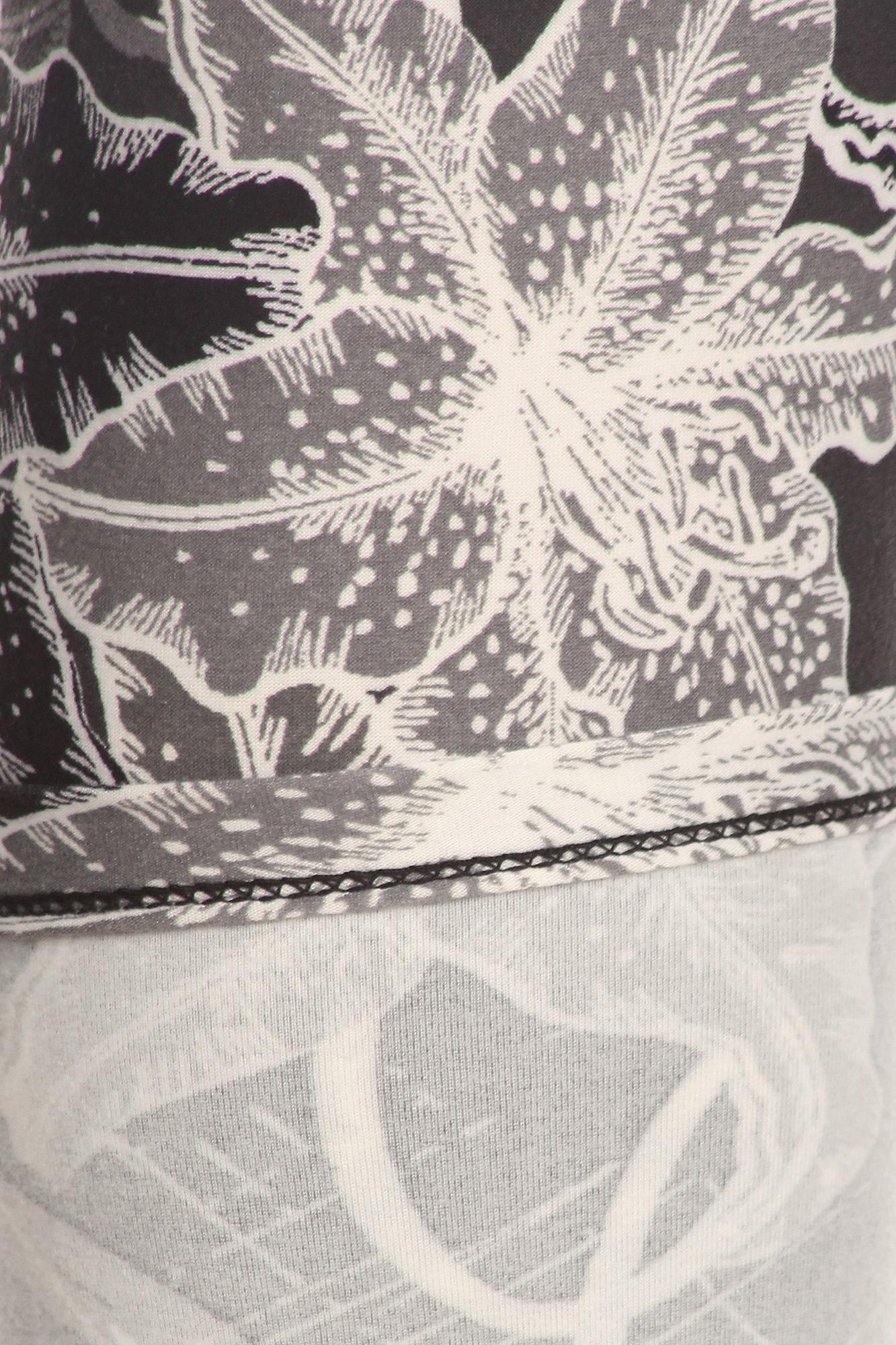 Wholesale Buttery Smooth Scratchy Monochrome Leaf Leggings