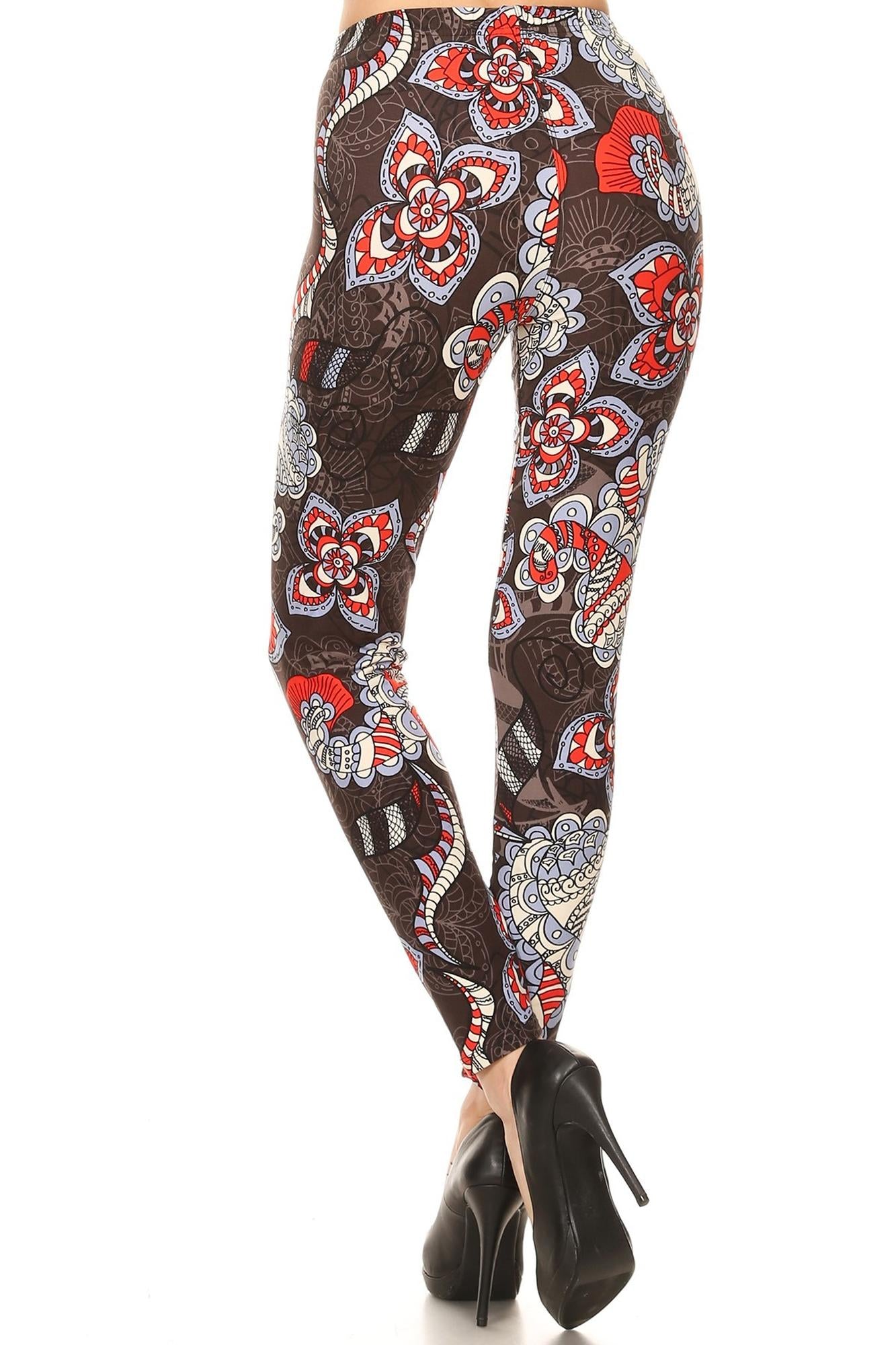 Wholesale Buttery Smooth Ruby Floral Mandala Leggings