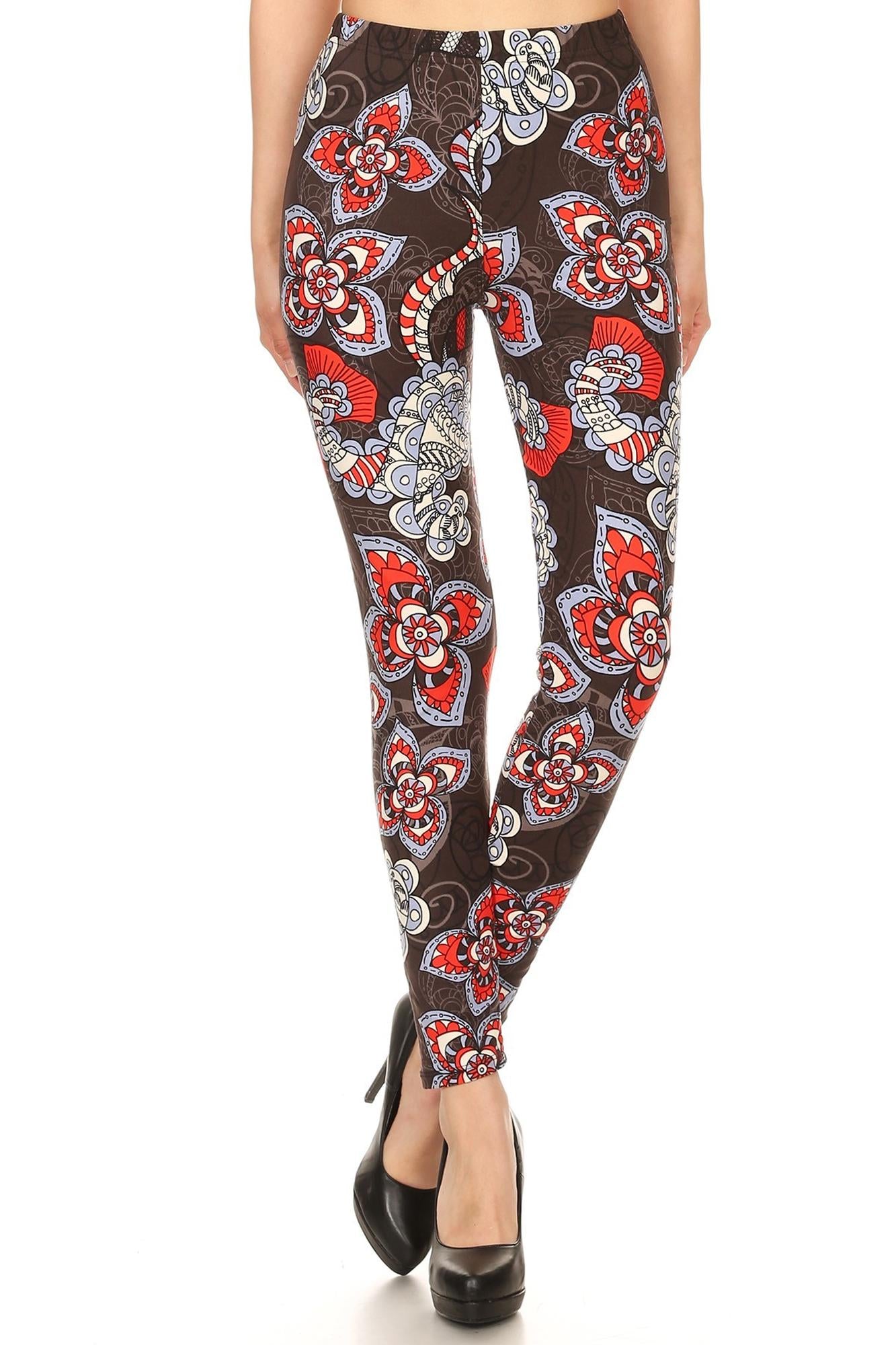 Wholesale Buttery Smooth Ruby Floral Mandala Leggings