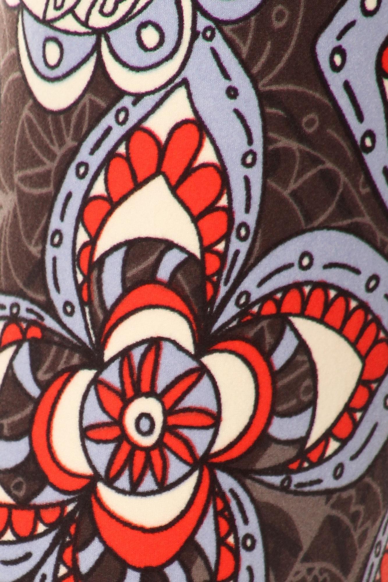 Wholesale Buttery Smooth Ruby Floral Mandala Leggings