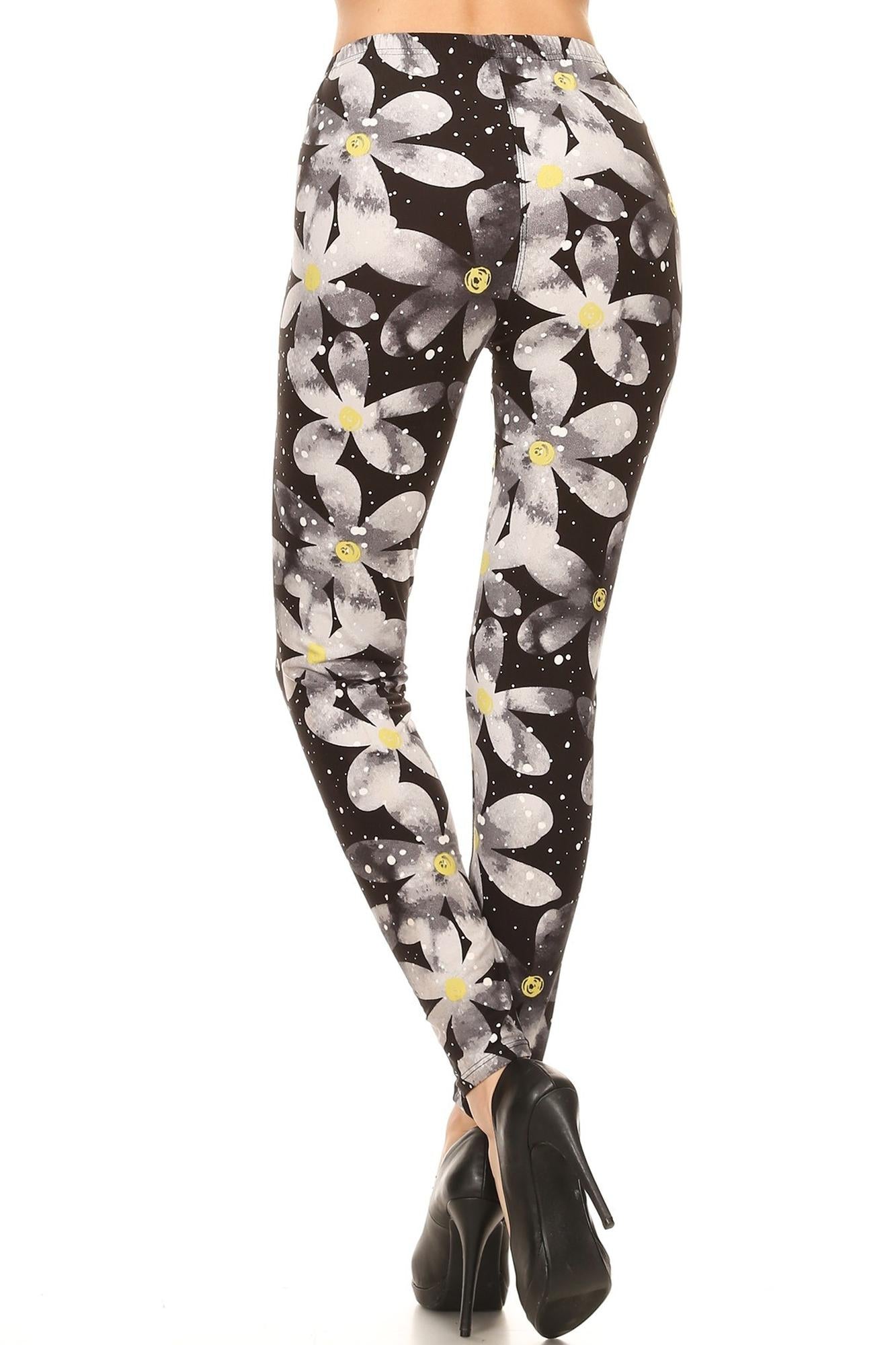 Wholesale Buttery Smooth Evening Snow Daisy Leggings