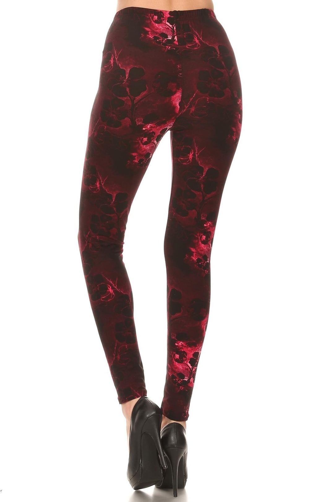 Wholesale Buttery Smooth Burgundy Shadow Floral Leggings