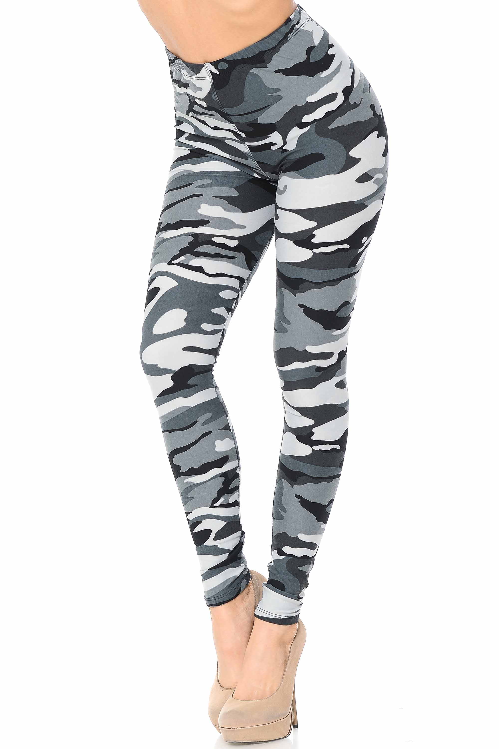 Wholesale Buttery Smooth Charcoal Camouflage Leggings - EEVEE