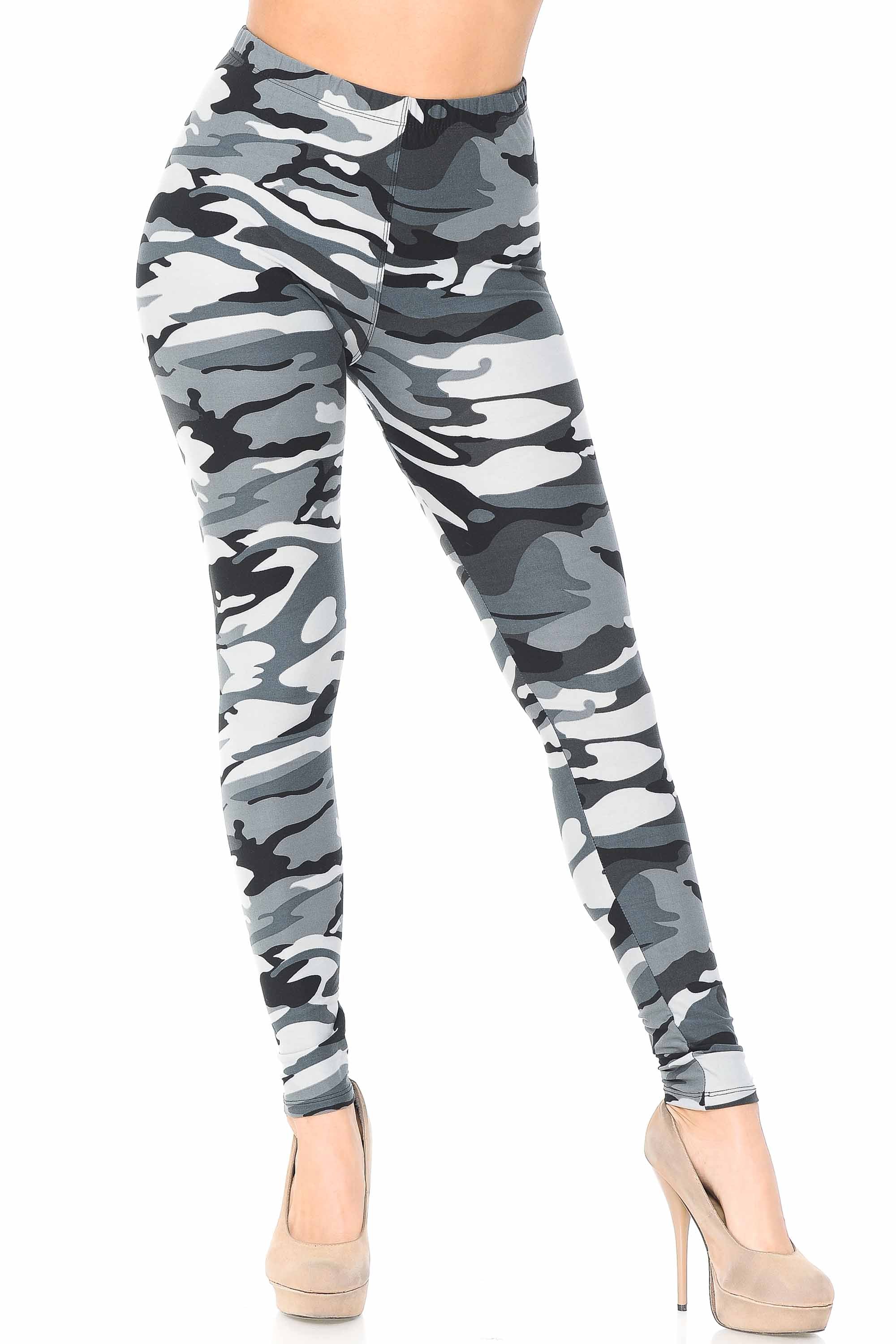 Wholesale Buttery Smooth Charcoal Camouflage Leggings - EEVEE