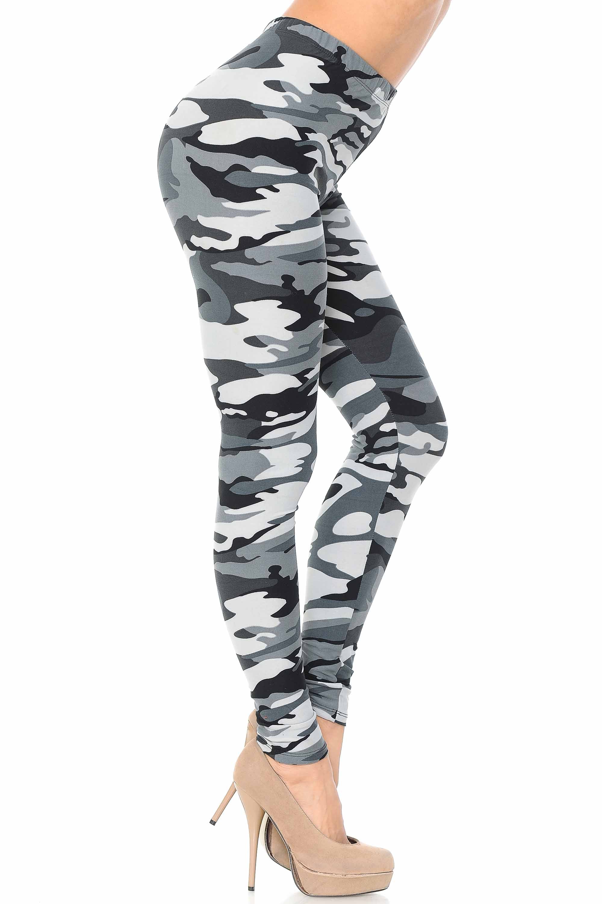 Wholesale Buttery Smooth Charcoal Camouflage Leggings - EEVEE
