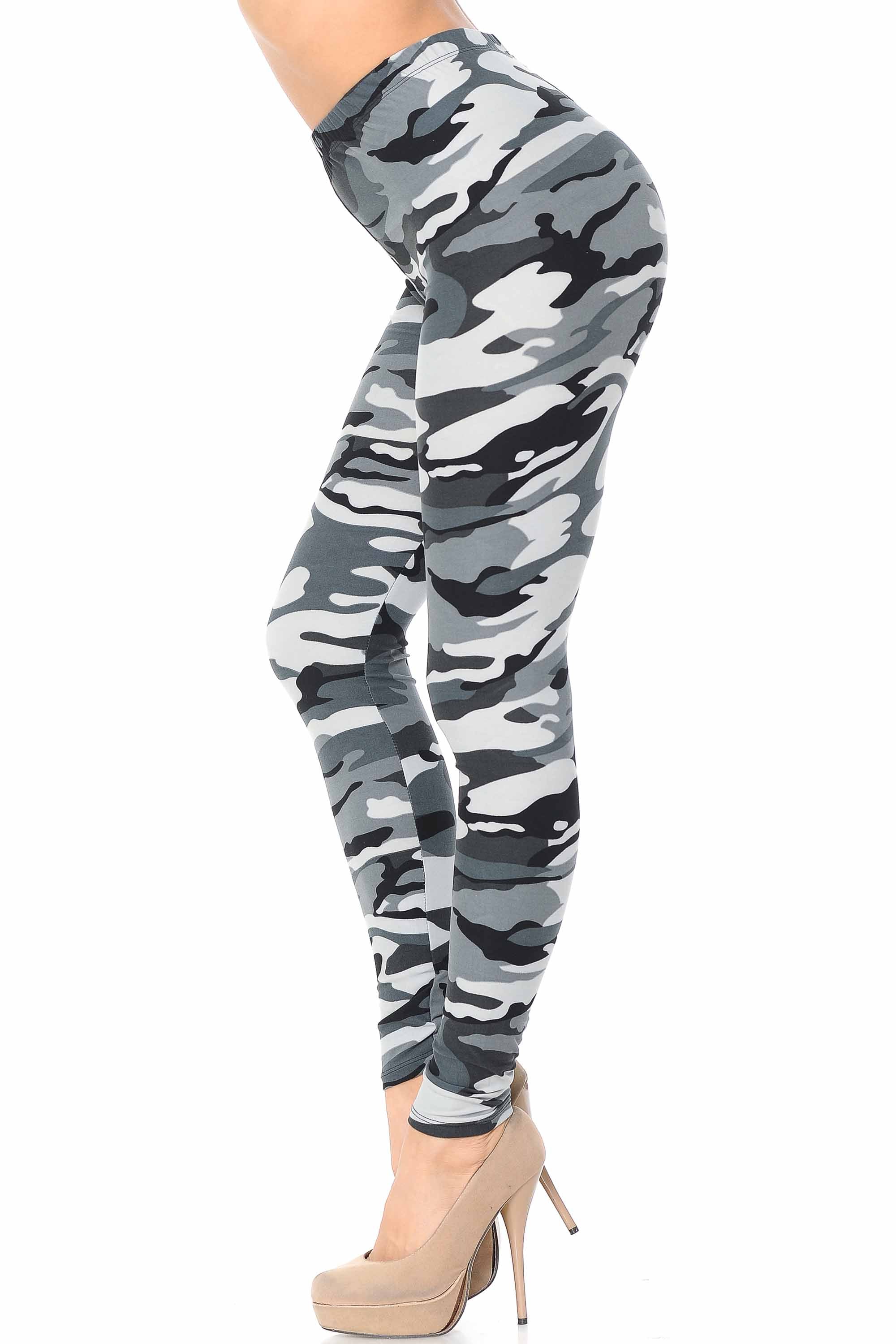 Wholesale Buttery Smooth Charcoal Camouflage Leggings - EEVEE
