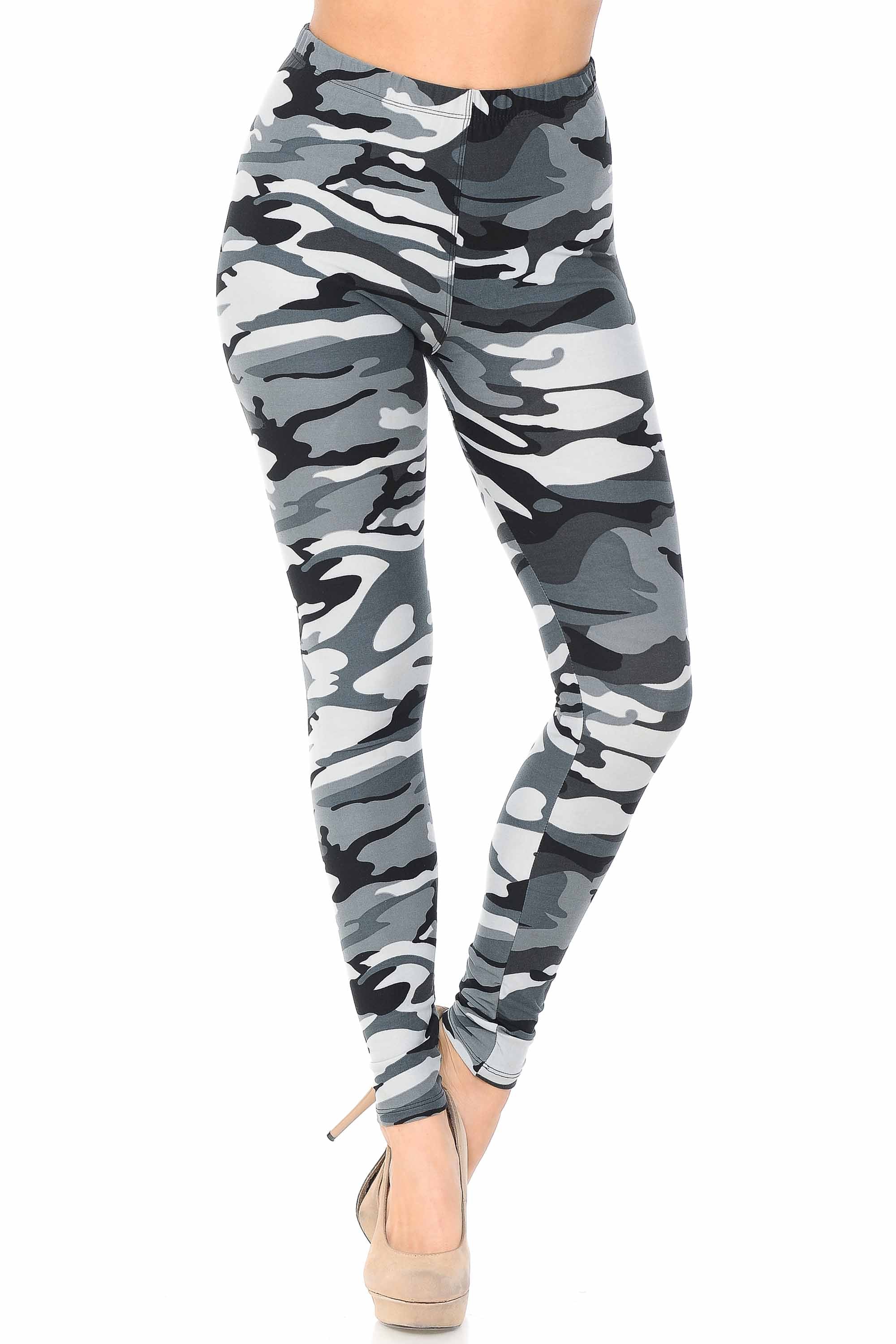 Wholesale Buttery Smooth Charcoal Camouflage Leggings - EEVEE