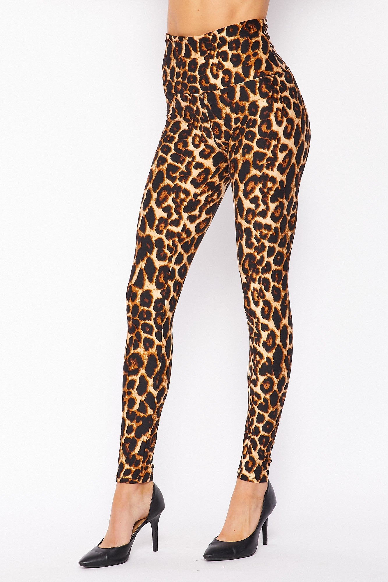 Wholesale Buttery Smooth Bold and Beautiful High Waist Leopard Leggings - 5 Inch Waist