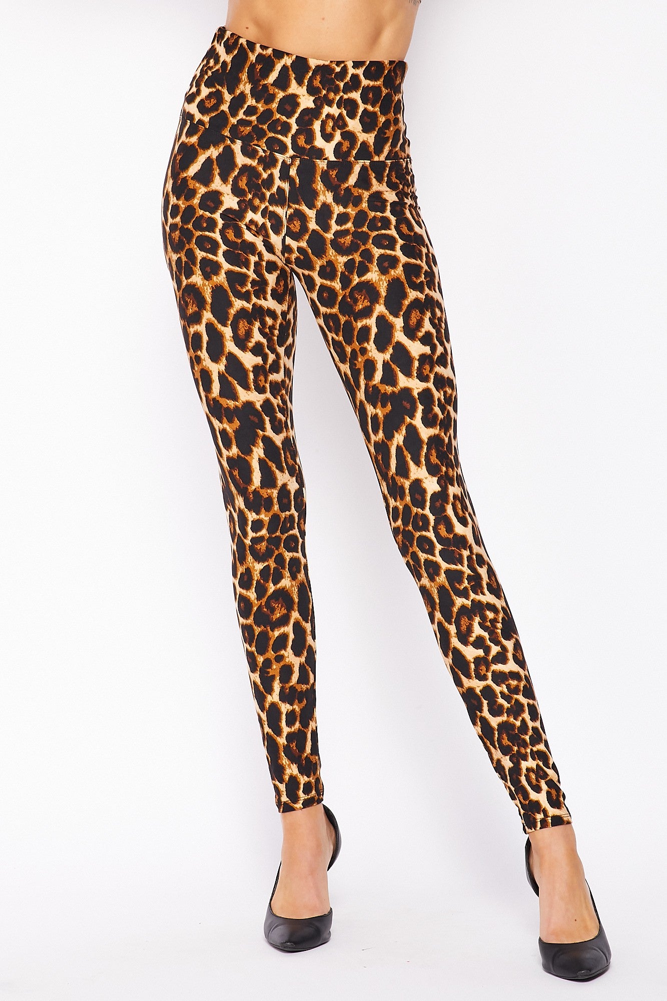 Wholesale Buttery Smooth Bold and Beautiful High Waist Leopard Leggings - 5 Inch Waist