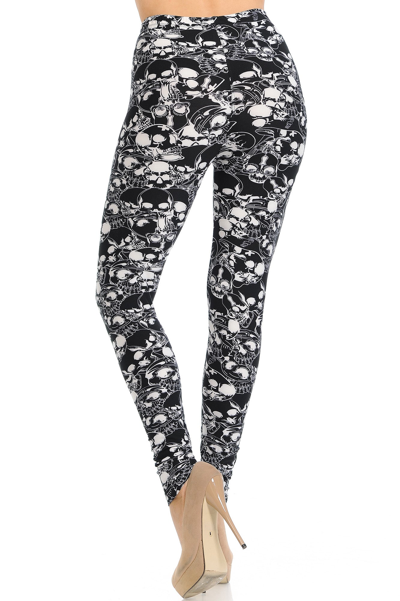 Wholesale Buttery Smooth Black Layers of Skulls Leggings