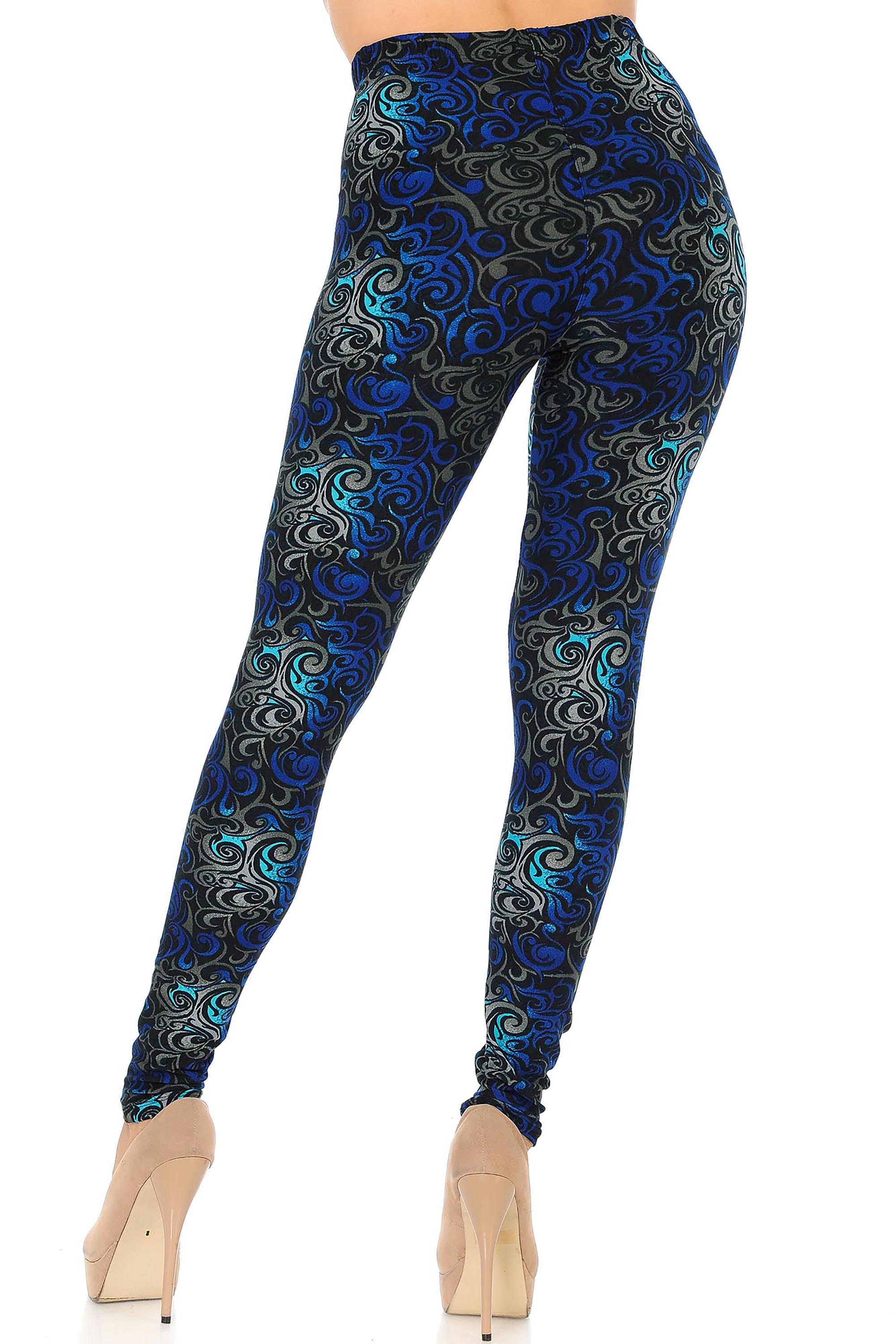 Wholesale Buttery Smooth Blue Tangled Swirl Leggings