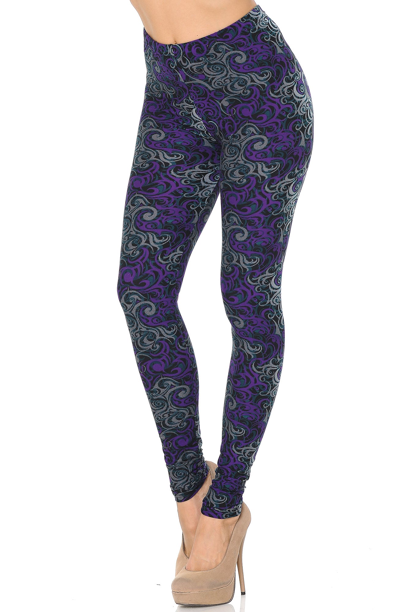 Wholesale Buttery Smooth Purple Tangled Swirl Leggings