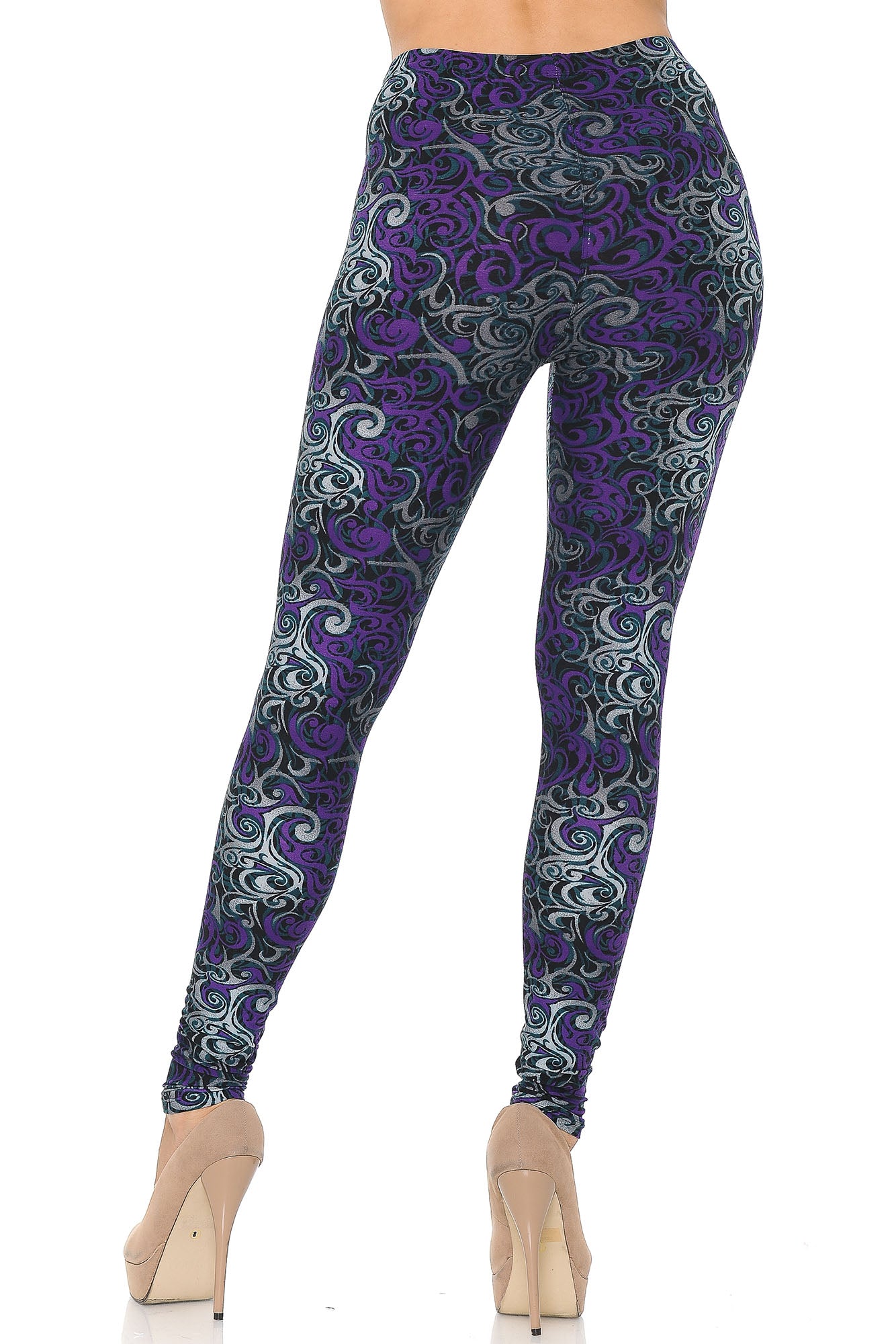 Wholesale Buttery Smooth Purple Tangled Swirl Leggings