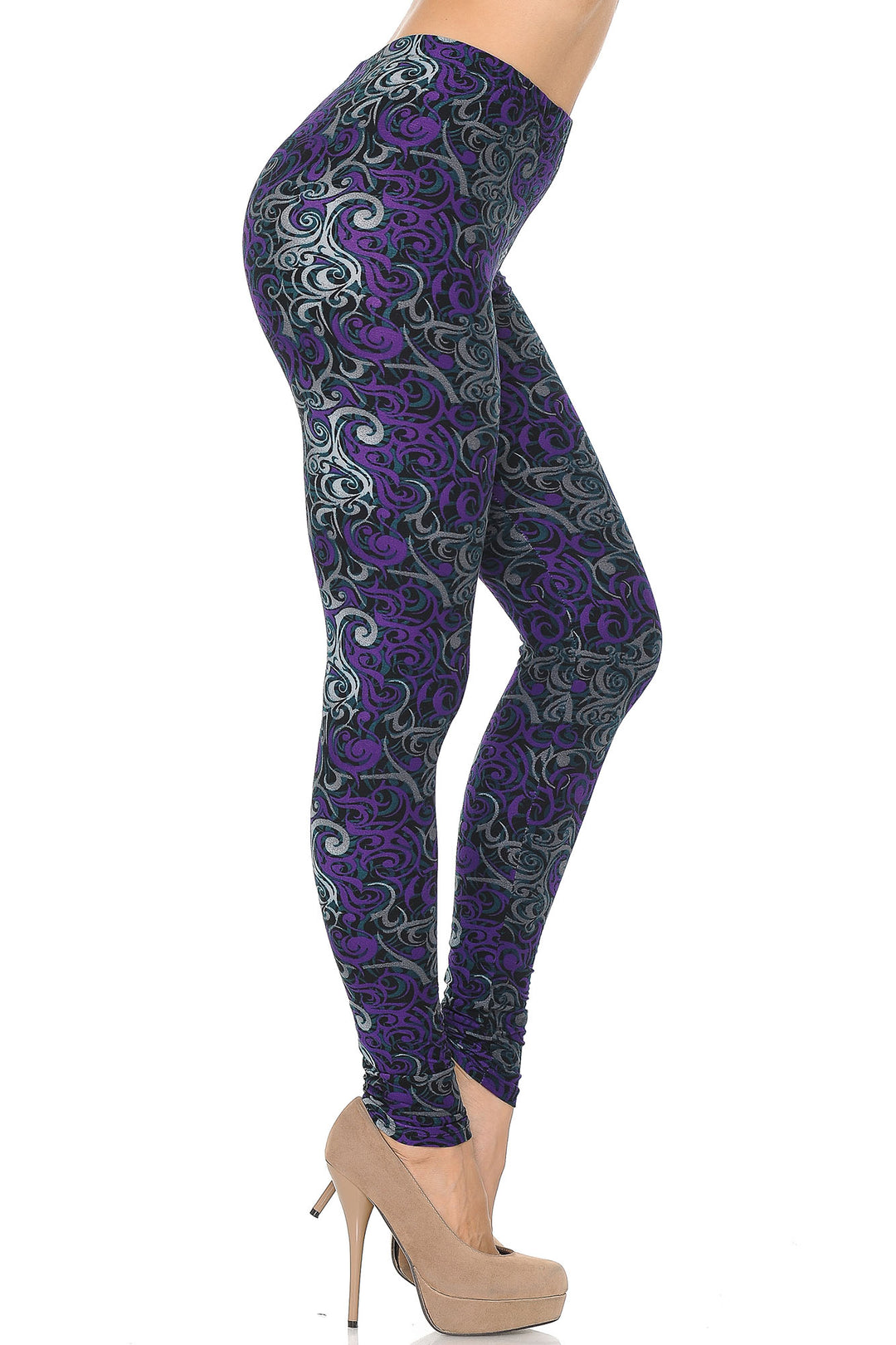 Wholesale Buttery Smooth Purple Tangled Swirl Leggings