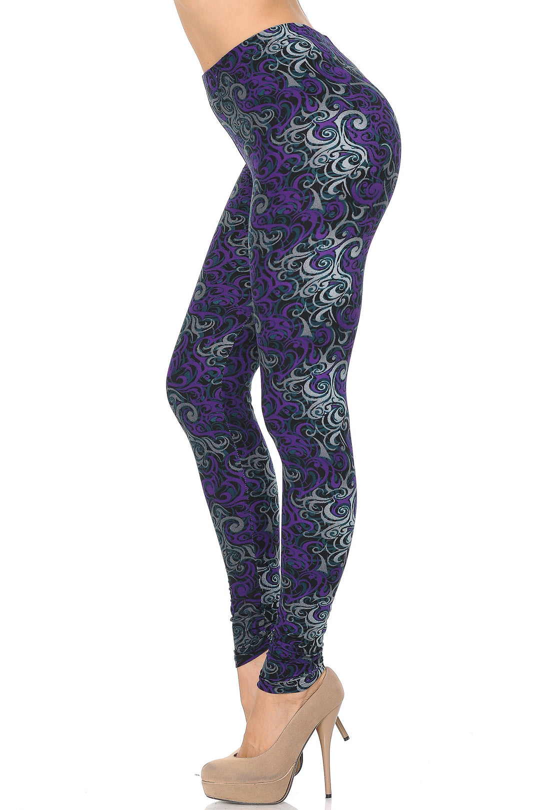 Wholesale Buttery Smooth Purple Tangled Swirl Leggings