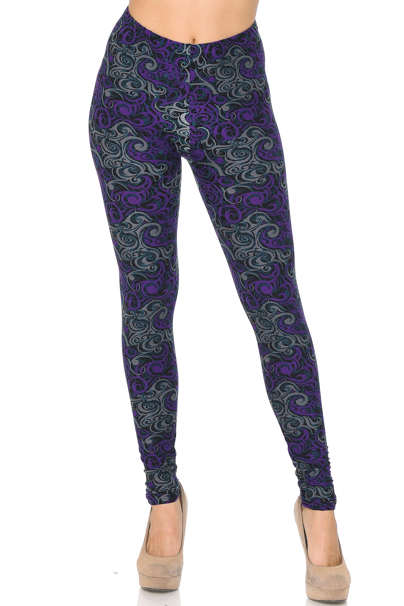 Wholesale Buttery Smooth Purple Tangled Swirl Leggings