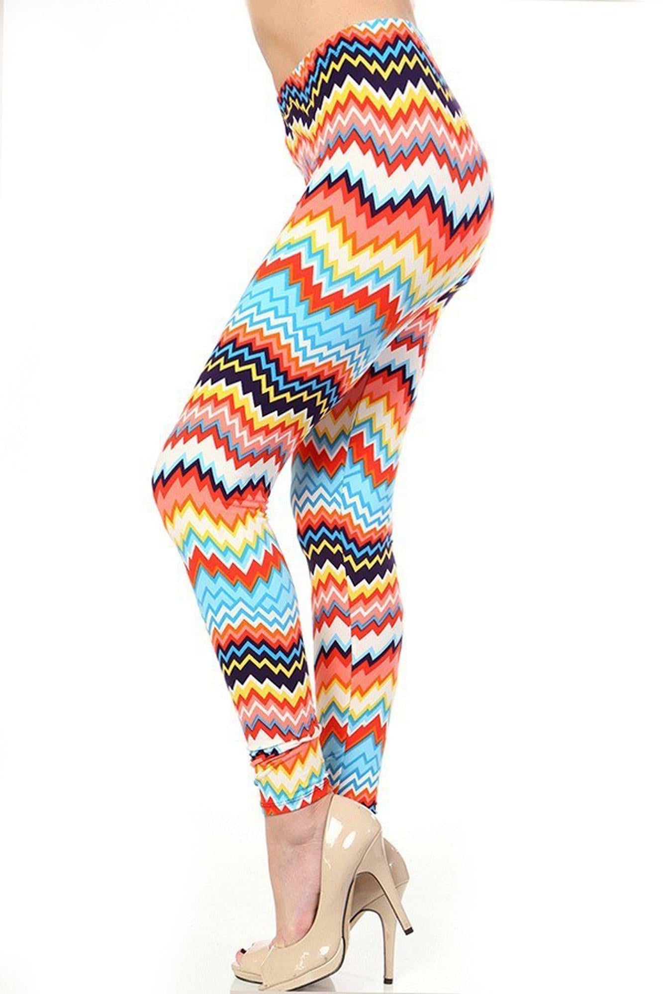 Wholesale Buttery Smooth Colorful Chevron Surprise Leggings