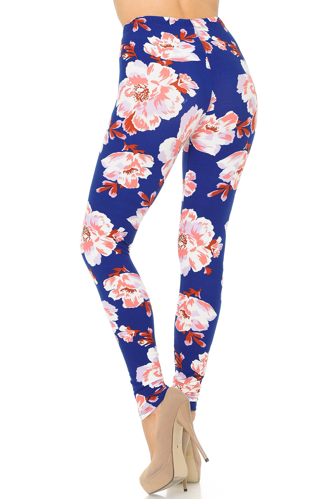 Wholesale Buttery Smooth Blooming Floral On Blue Leggings