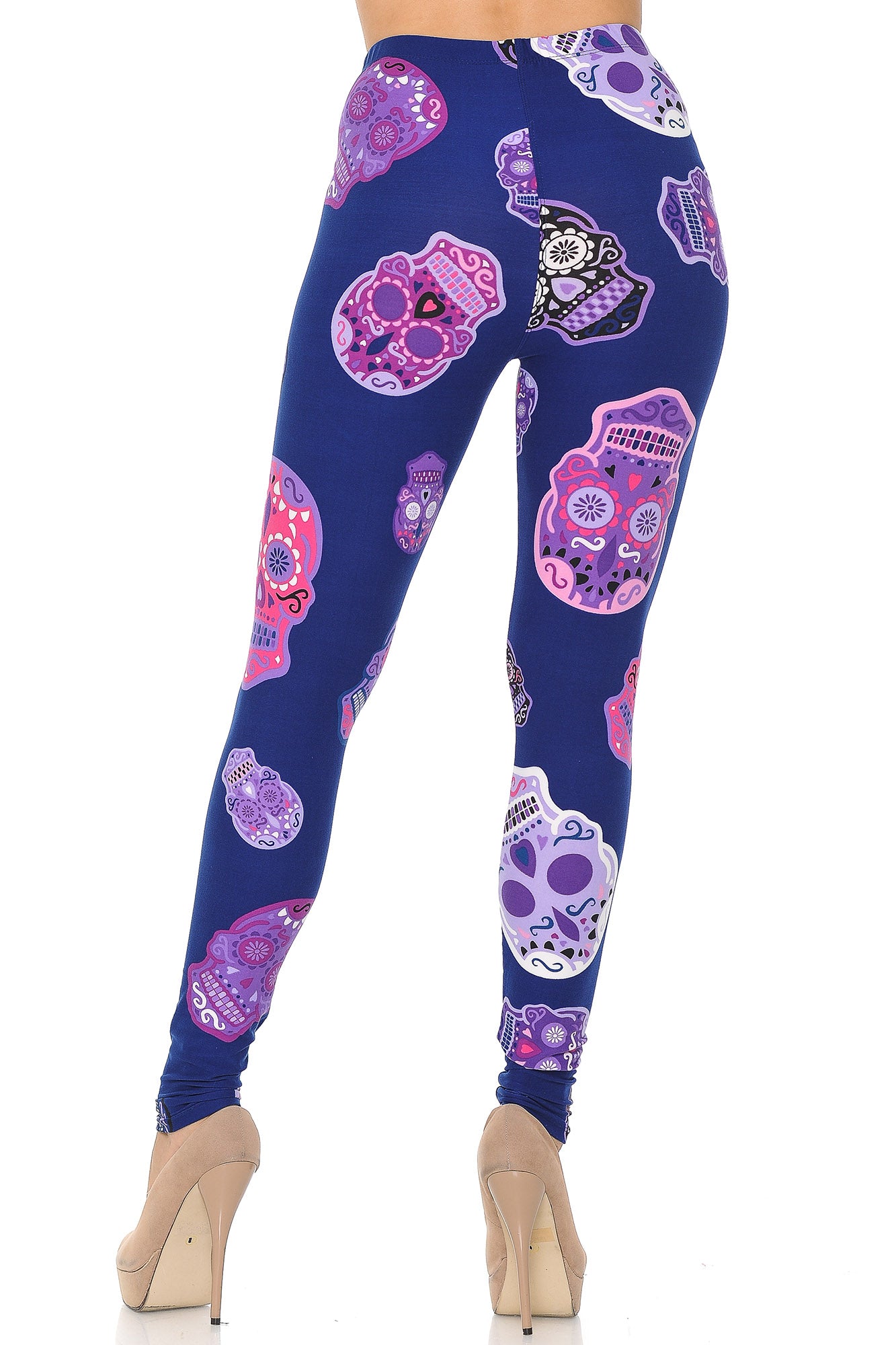 Wholesale Buttery Smooth Violet Sugar Skulls Leggings
