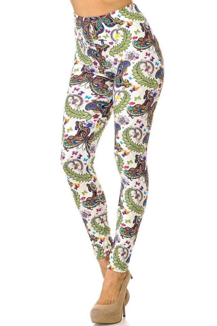 Wholesale Buttery Smooth Dainty Ivory Butterfly Leggings