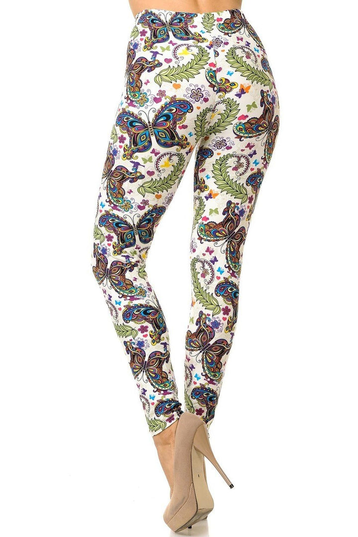 Wholesale Buttery Smooth Dainty Ivory Butterfly Leggings