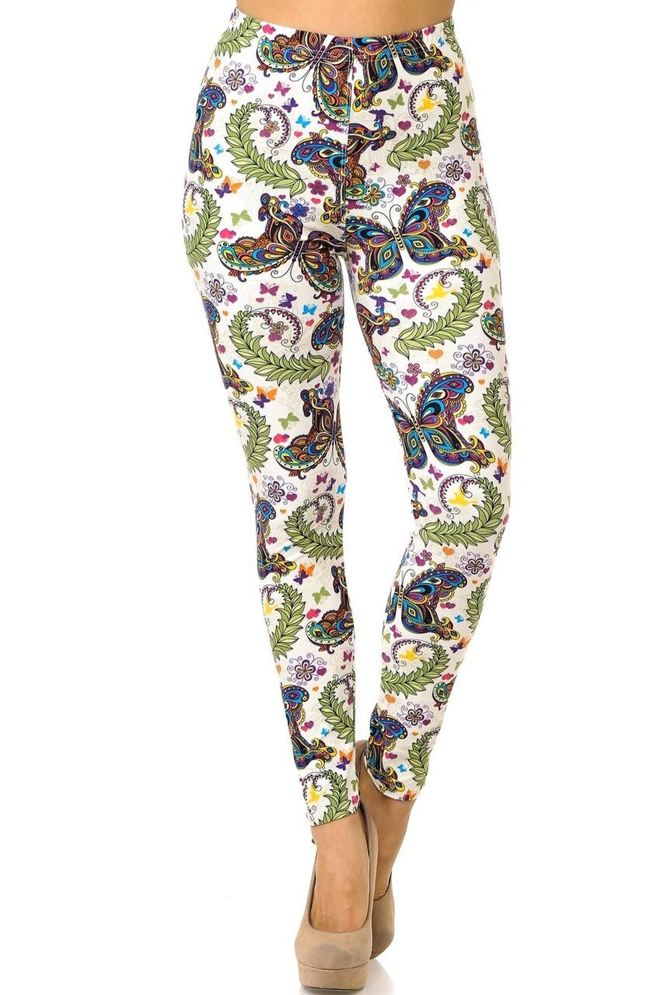 Wholesale Buttery Smooth Dainty Ivory Butterfly Leggings