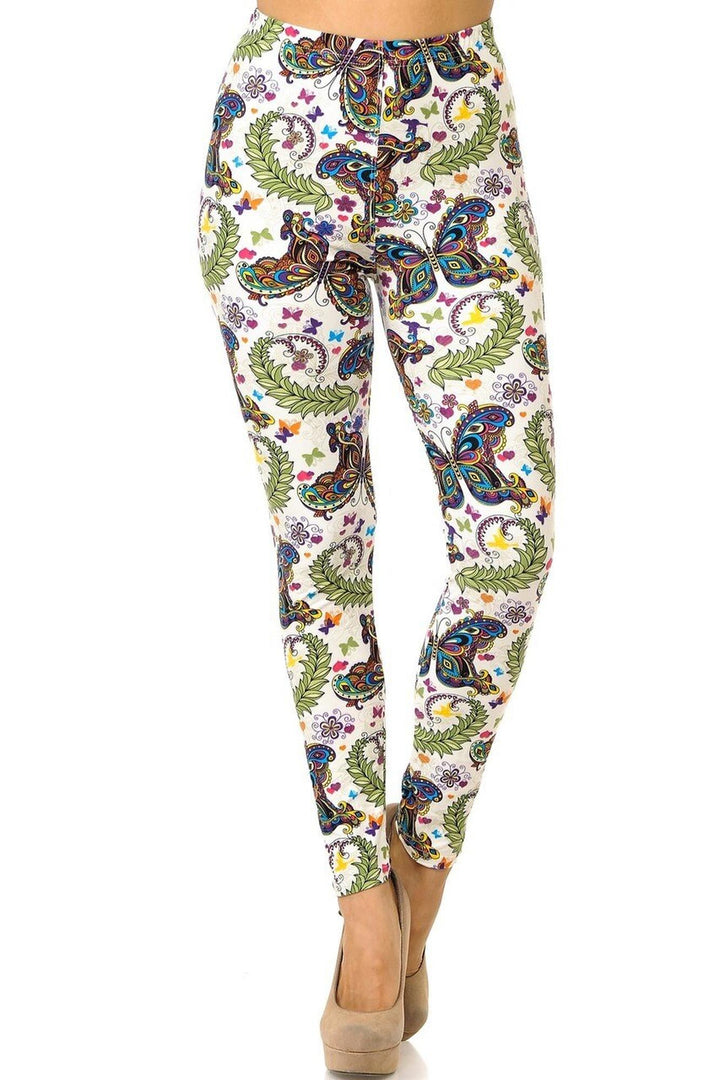 Wholesale Buttery Smooth Dainty Ivory Butterfly Leggings