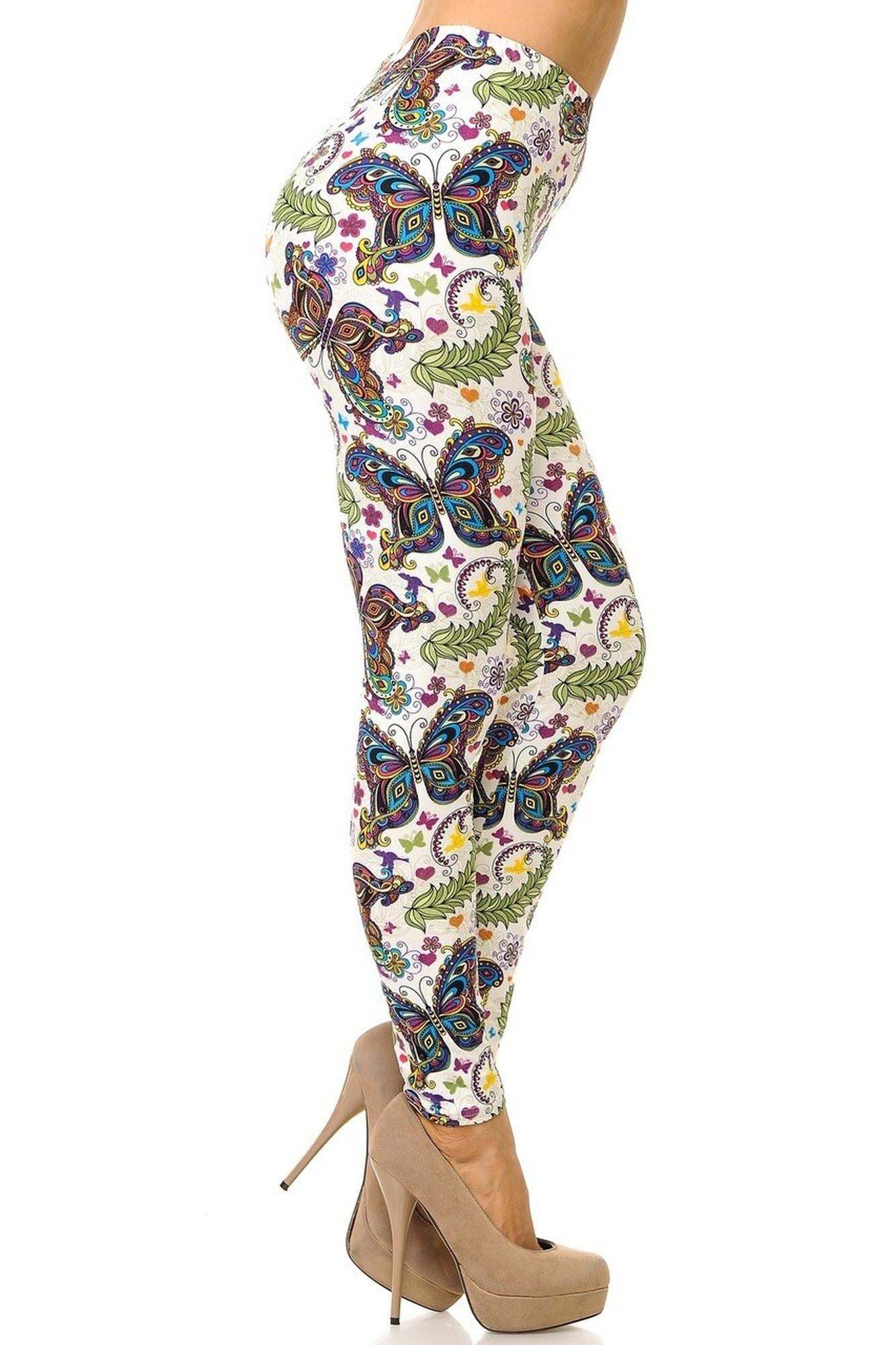 Wholesale Buttery Smooth Dainty Ivory Butterfly Leggings