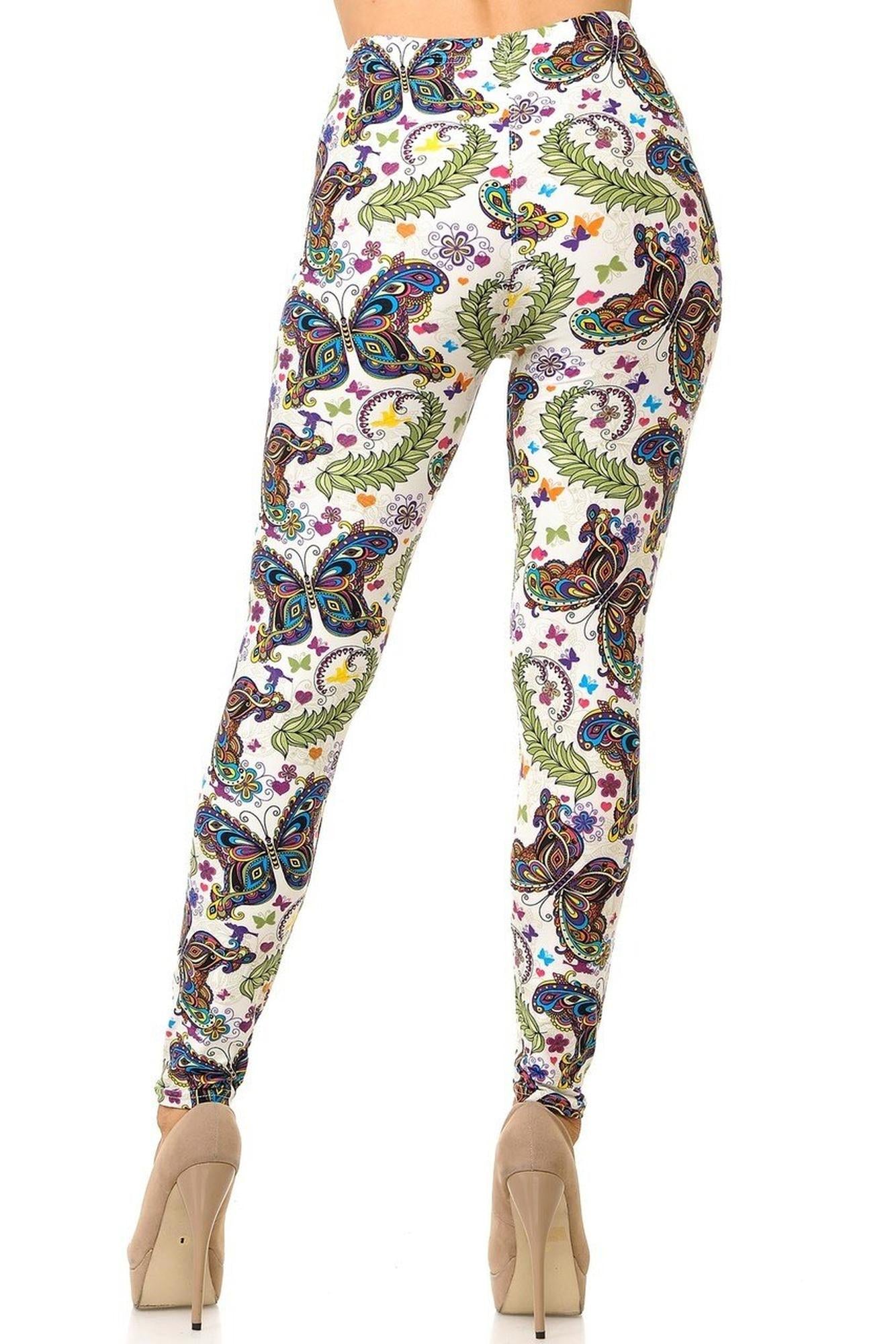 Wholesale Buttery Smooth Dainty Ivory Butterfly Leggings