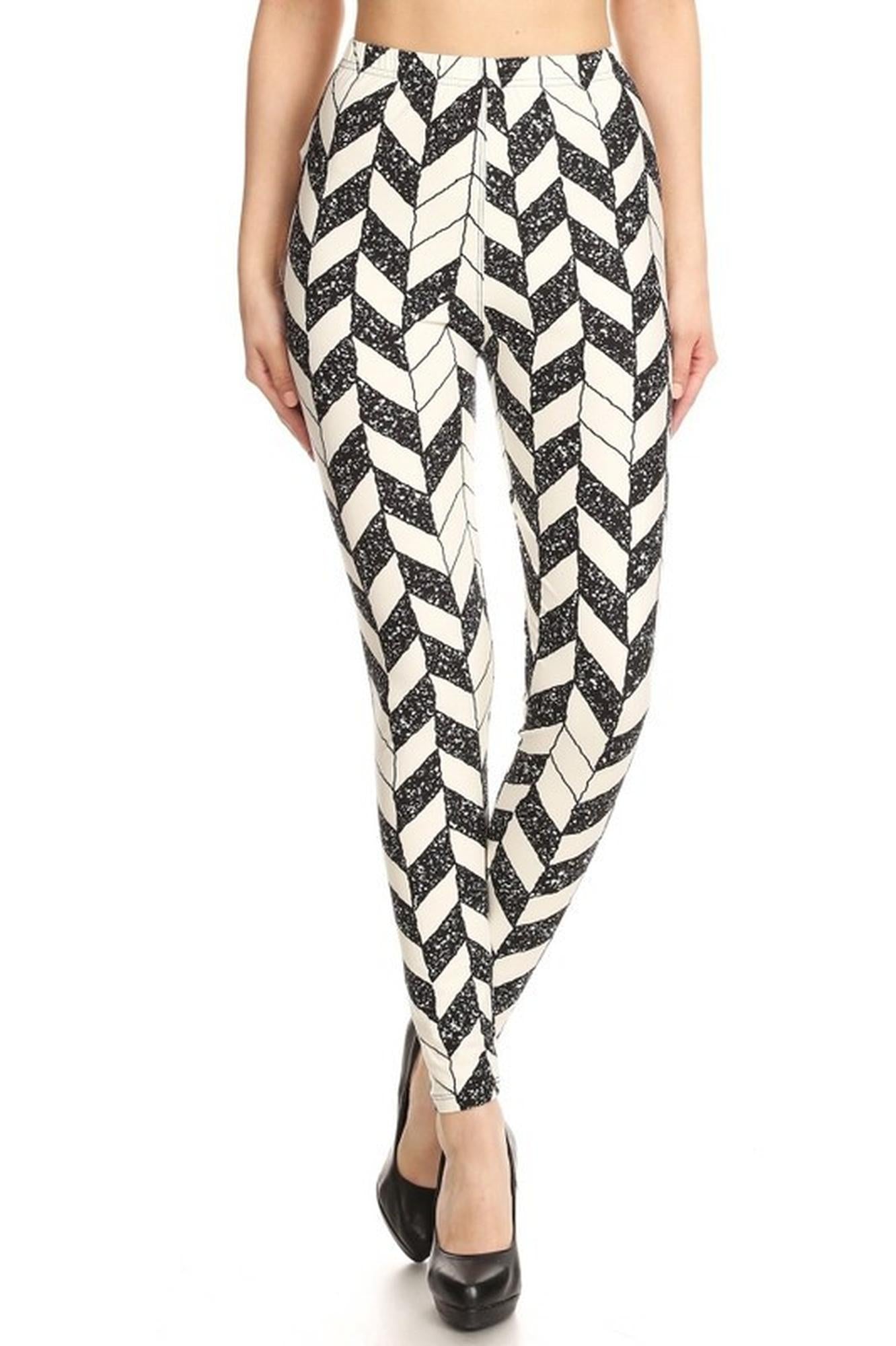 Wholesale Buttery Smooth Black and White Chevron Leggings