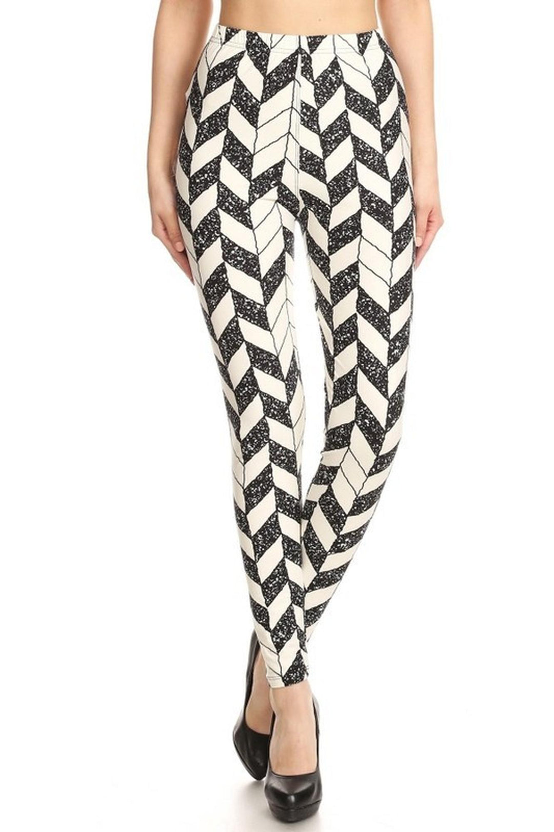 Wholesale Buttery Smooth Black and White Chevron Leggings