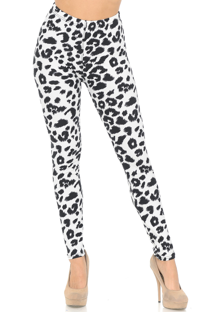 Wholesale Buttery Smooth Ivory Spotted Leopard Leggings