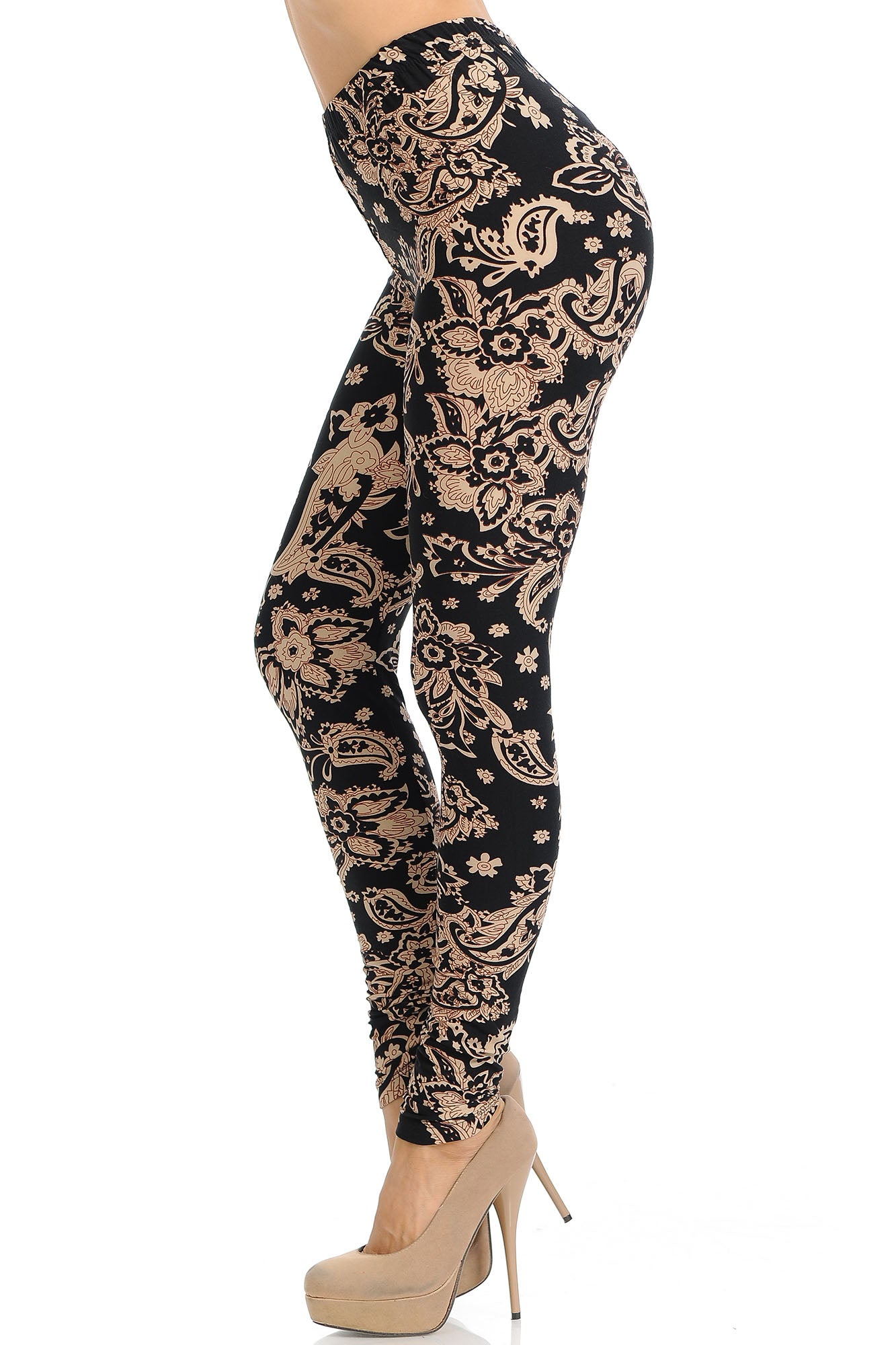 Wholesale Buttery Smooth Sand Pepper Paisley Leggings