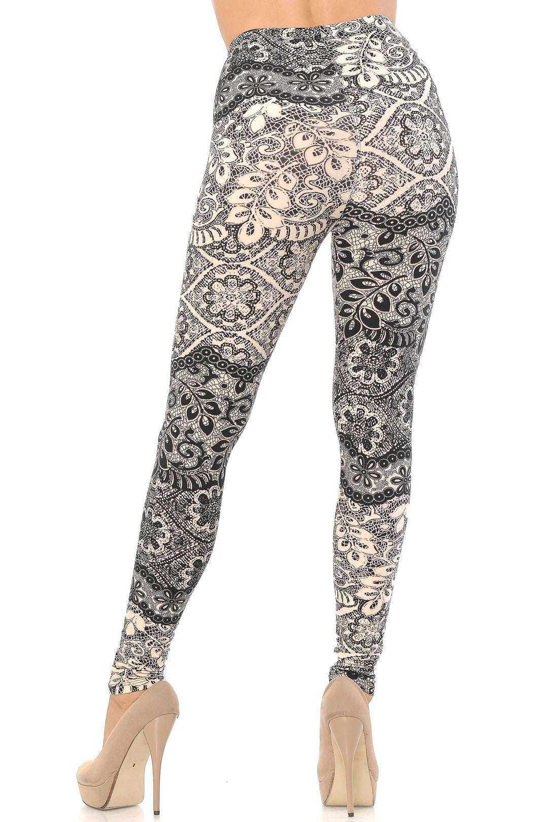 Wholesale Buttery Smooth Cream Leaf Leggings