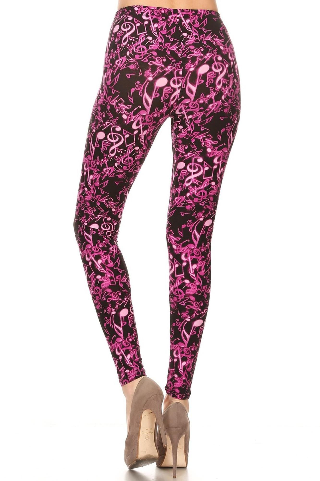 Wholesale Buttery Smooth Electric Fuchsia Music Note Leggings