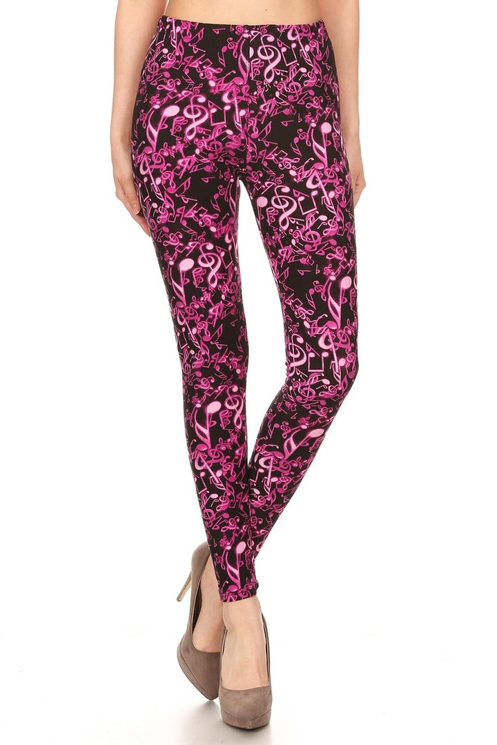 Wholesale Buttery Smooth Electric Fuchsia Music Note Leggings