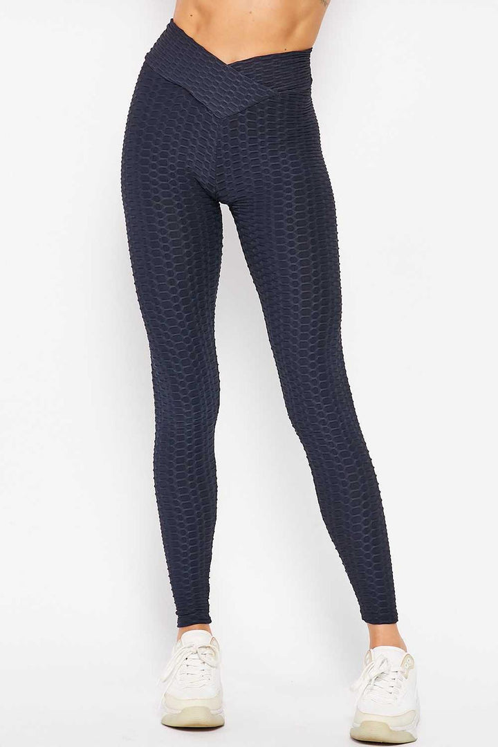 Wholesale Scrunch Butt Textured V-Waist High Waisted Leggings