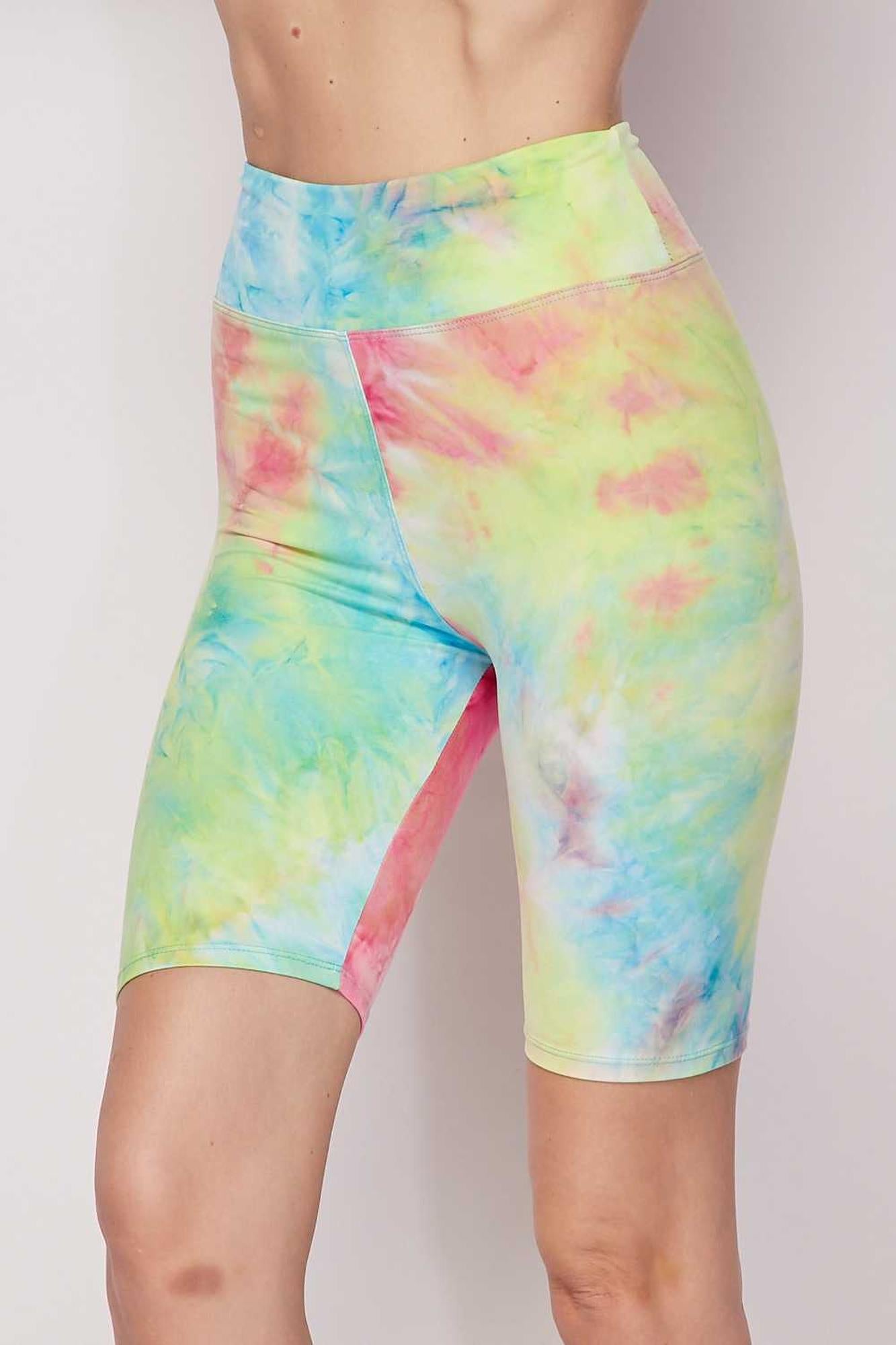 Wholesale Buttery Smooth Tie Dye High Waisted Biker Shorts - 3 Inch Waist