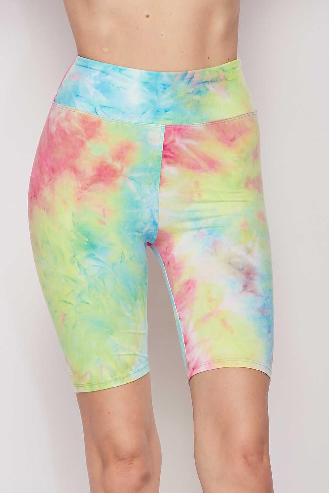 Wholesale Buttery Smooth Tie Dye High Waisted Biker Shorts - 3 Inch Waist