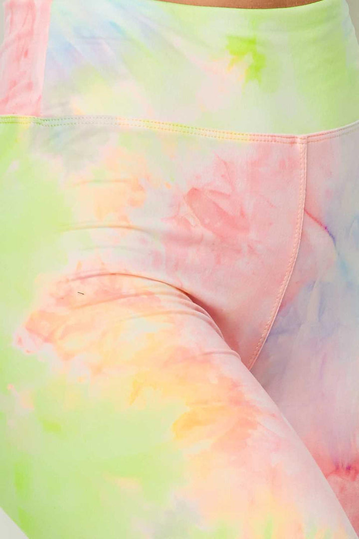 Wholesale Buttery Smooth Pastel Tie Dye High Waisted Biker Shorts - 3 Inch Waist
