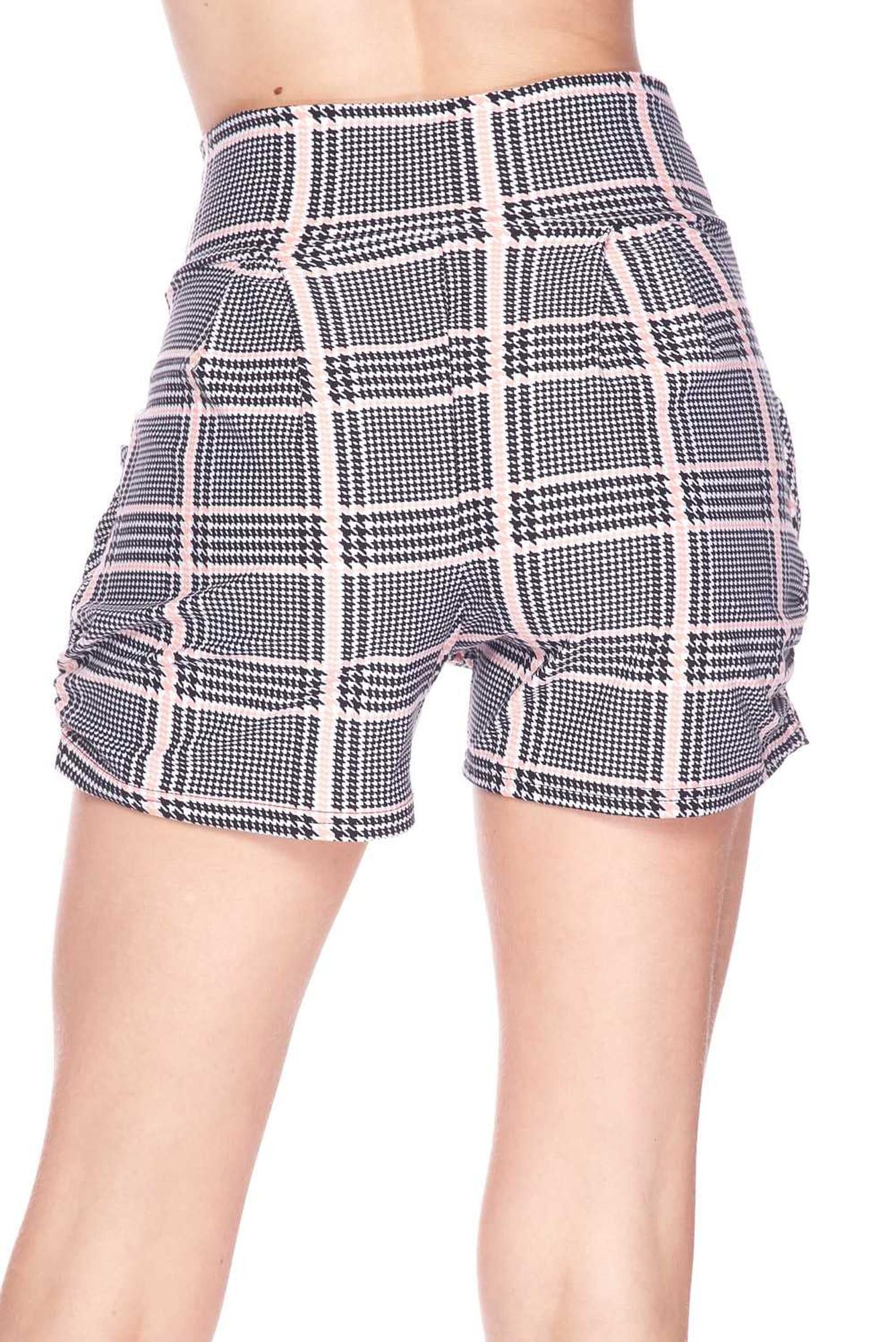 Wholesale Buttery Smooth Baby Pink Glen Plaid Harem Shorts