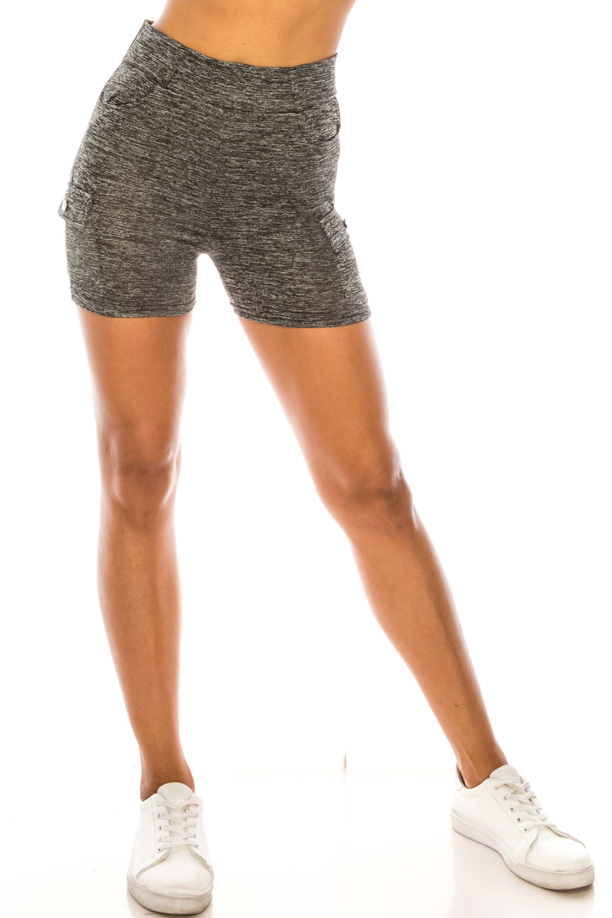 Wholesale Cool and Hip Summer Heather Grey Sport Biker Shorts