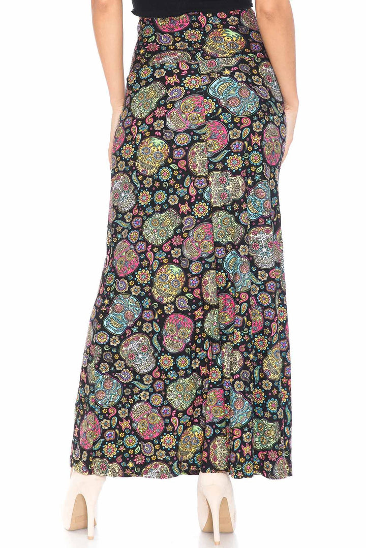 Wholesale Buttery Smooth Mandala Sugar Skull Maxi Skirt