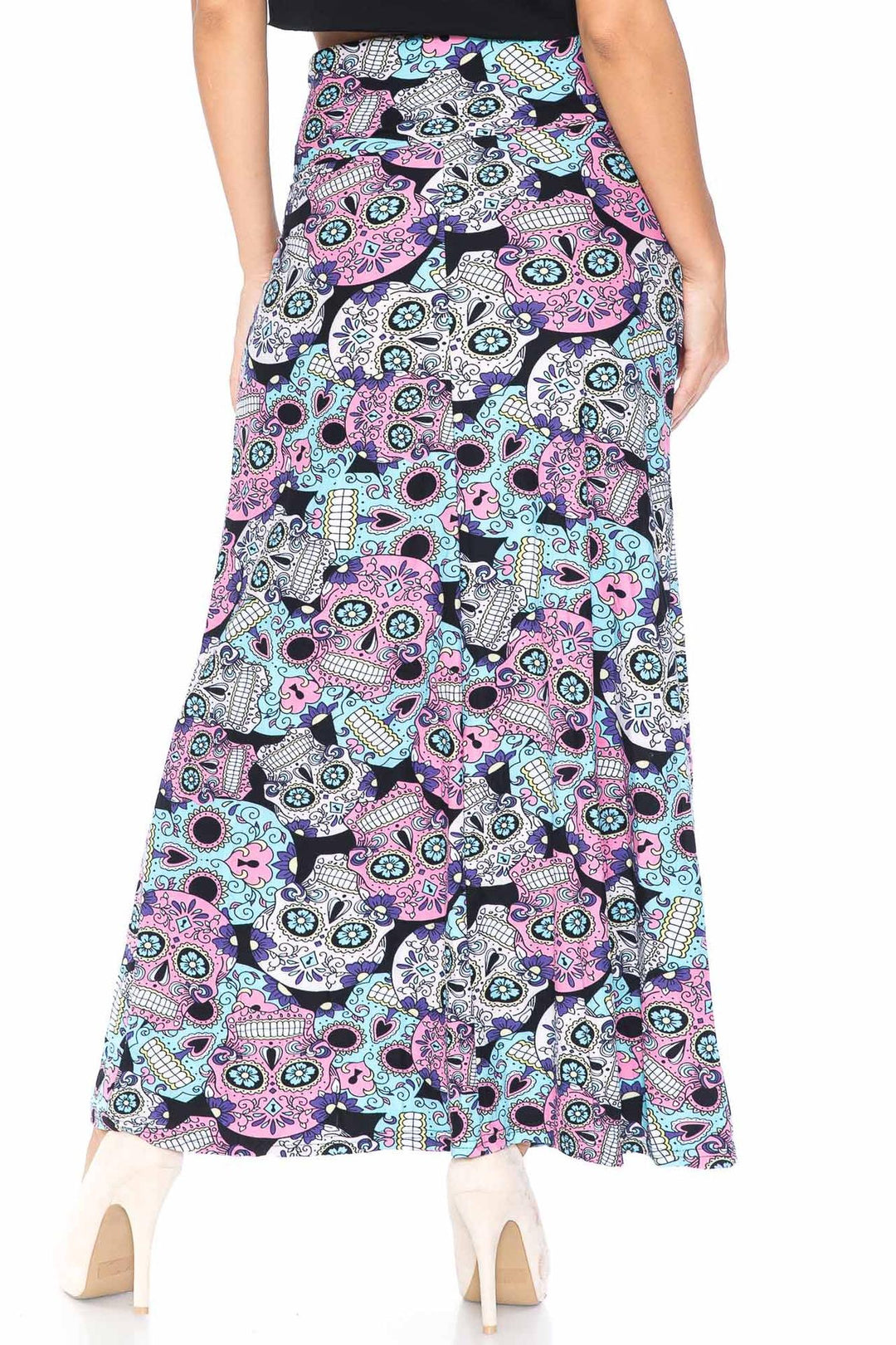 Wholesale Buttery Smooth Pastel Sugar Skull Maxi Skirt