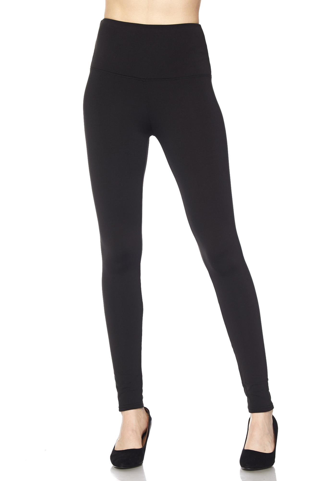 Wholesale High Waisted Fleece Lined Leggings - 5 Inch Waistband
