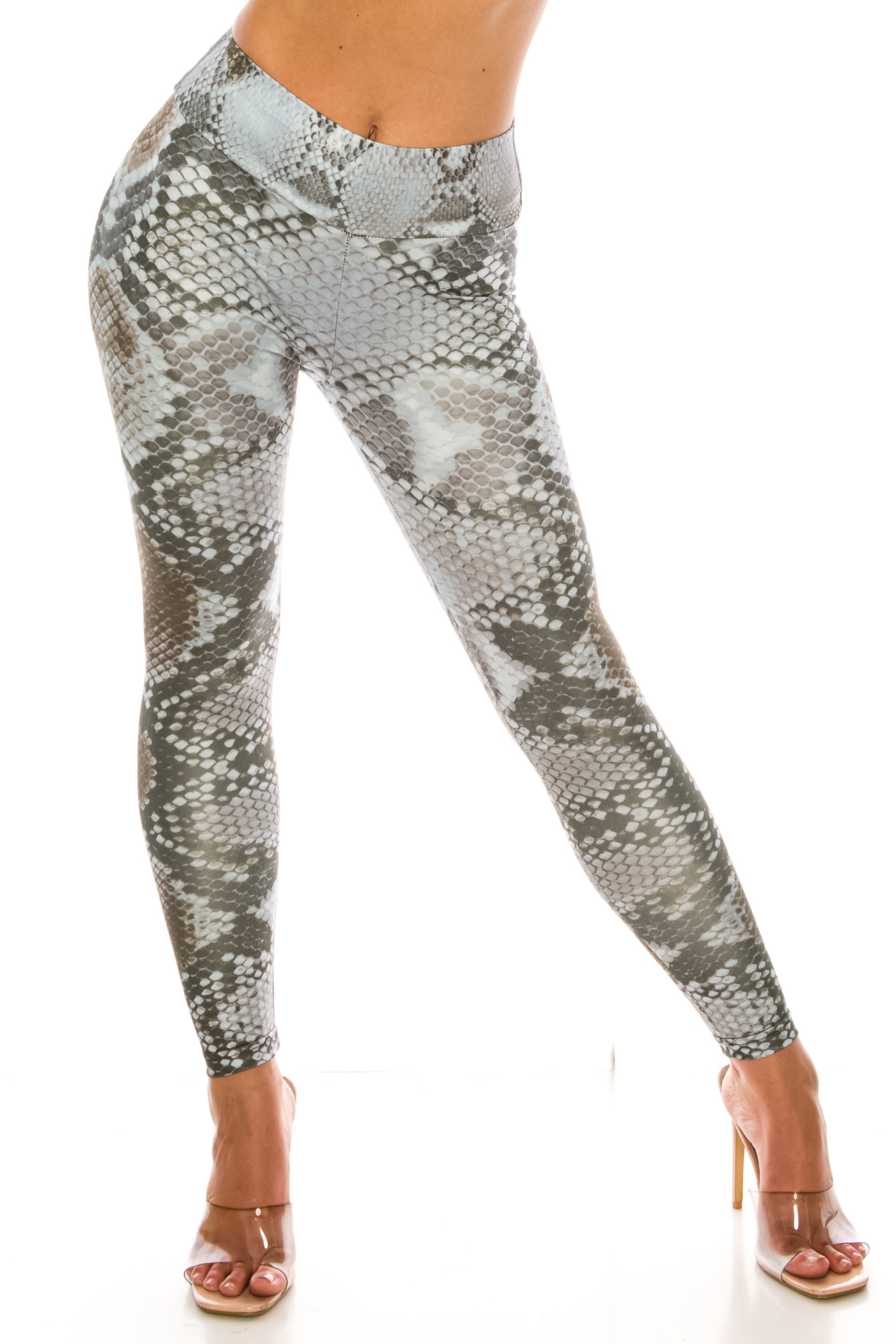 Wholesale Sleek Snakeskin High Waisted Sport Scrunch Leggings