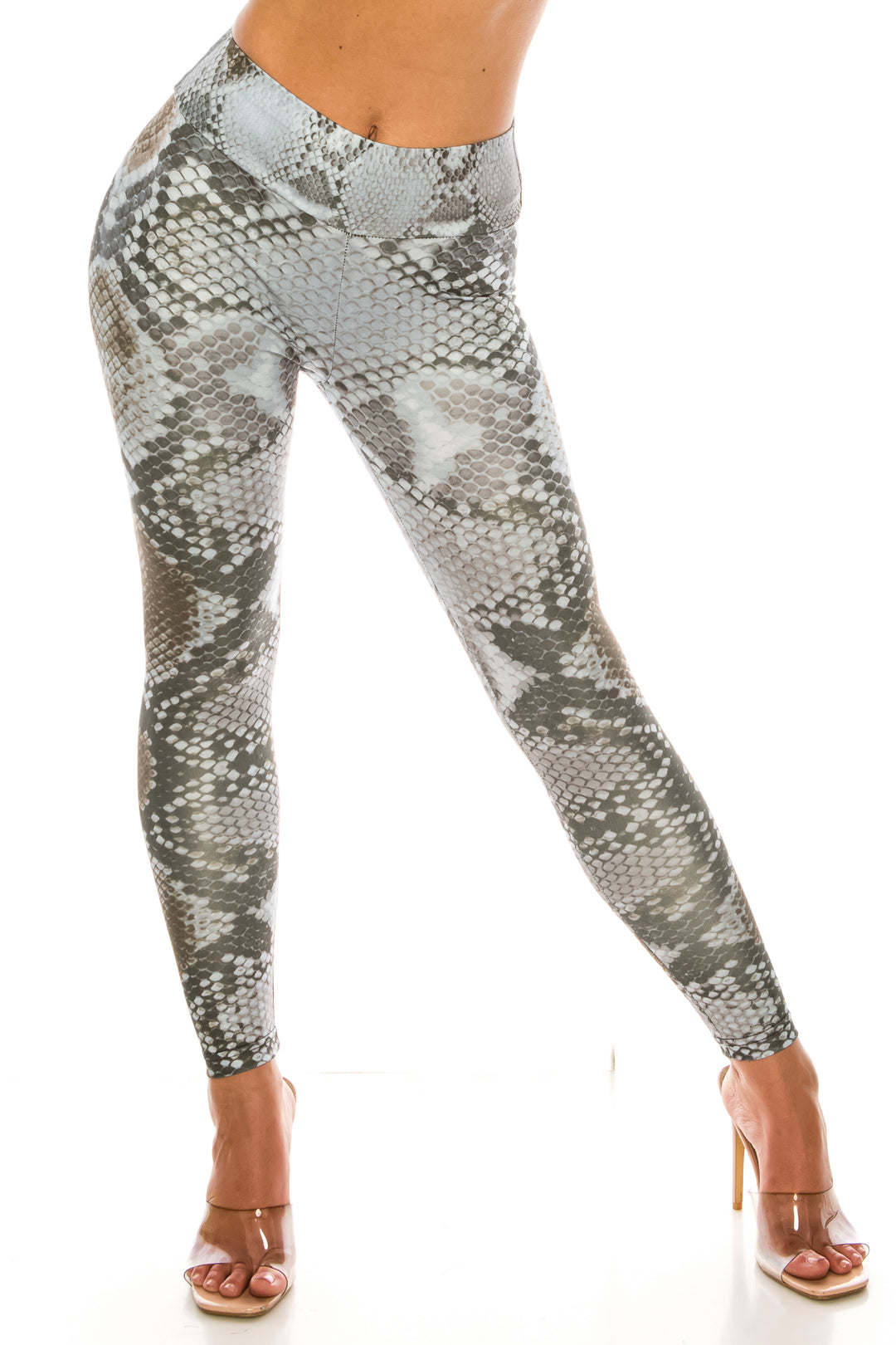Wholesale Sleek Snakeskin High Waisted Sport Scrunch Leggings