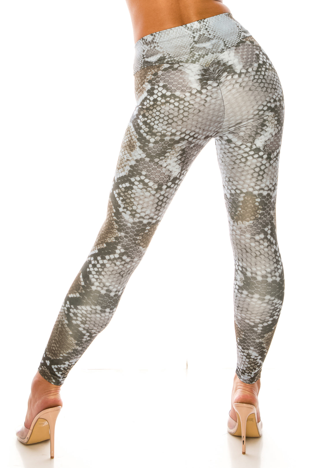 Wholesale Sleek Snakeskin High Waisted Sport Scrunch Leggings