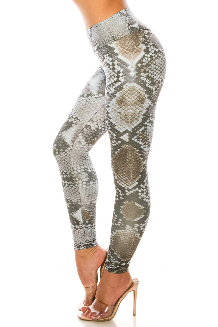 Wholesale Sleek Snakeskin High Waisted Sport Scrunch Leggings
